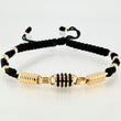 Pulsera Negra Herraje Retazo Rustico 2.39gr / 4mm-3mm Oro Amarillo 18K *