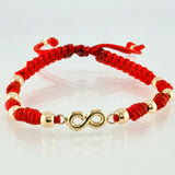 Pulsera Roja Herraje Infinito 1.06gr / 4mm-3mm Oro Amarillo 18K *