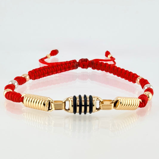 Pulsera Roja Herraje Retazo Rustico 2.4gr / 4mm-3mm Tres Oros 18K *