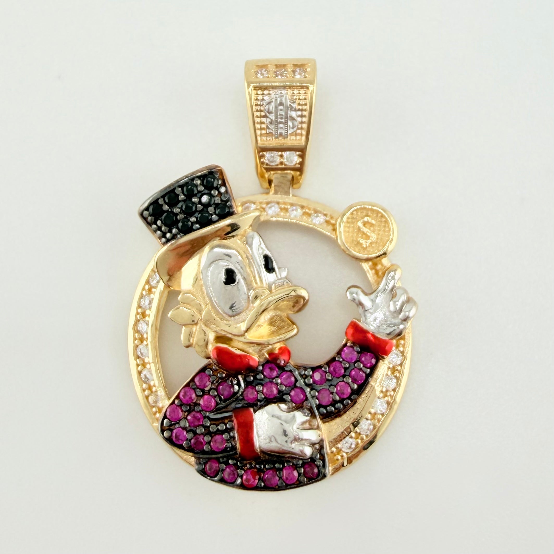 Dije Pato Inspirado 4.75gr / 1 in / Dos Oros Amarillo Blanco 18K *