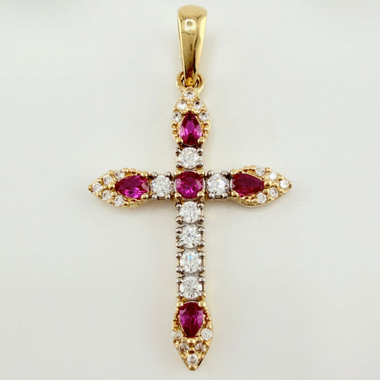 Dije Cruz Tupida 2.1gr / 1 1/4 in / Oro Amarillo 18K *