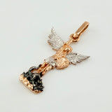 Dije San Miguel Arcangel 1.7gr / 1 in / Dos Oros Blanco Rosa 18K *