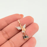 Dije San Miguel Arcangel 1.7gr / 1 in / Dos Oros Blanco Rosa 18K *