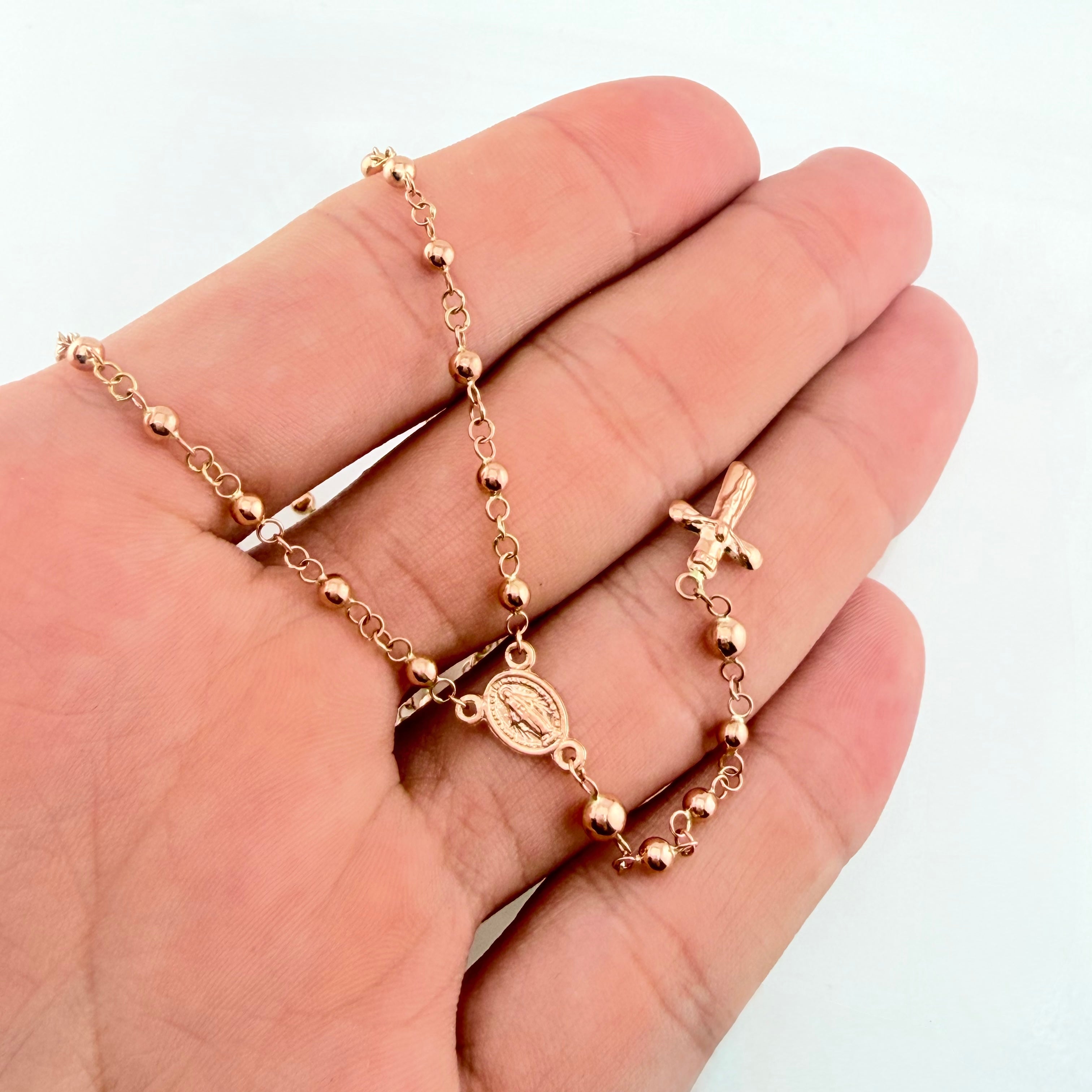 Rosario Virgen Milagrosa 6.5gr / 23 1/2 in / 3mm - 4 mm Oro Rosa 18K ©