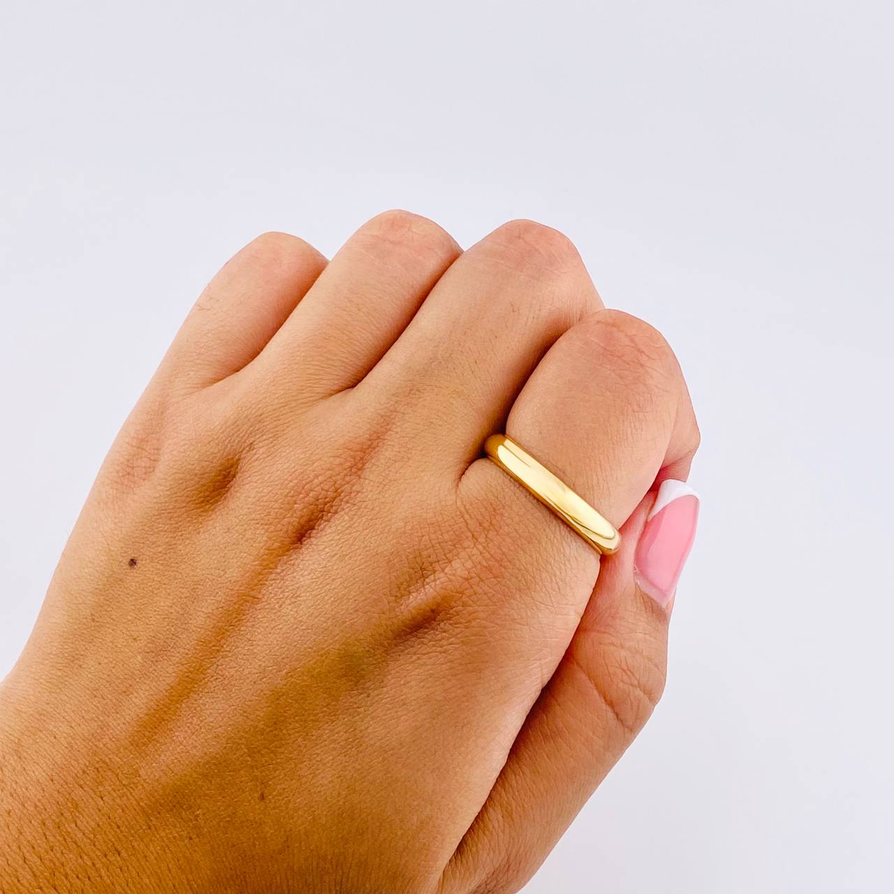 Anillo Argolla Lisa Media Caña  1.2g / T7 3/4 Oro Amarillo 18K