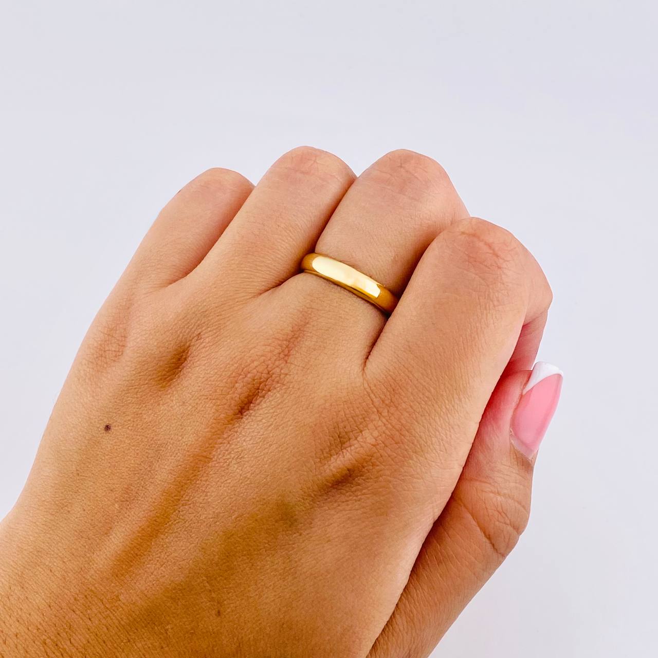 Anillo Argolla Lisa Media Caña 2.15g / T8 1/4 Oro Amarillo 18K