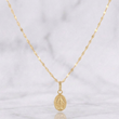 Mirror Flower Chain Set + Miraculous Virgin Pendant / 1.2g / 18 in Yellow Gold 18K