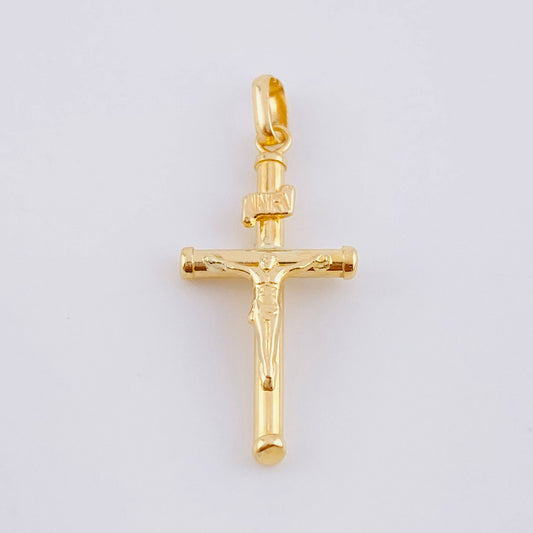 Dije Cruz Lisa 1.1 g / 1 1/4 in Oro Amarillo 18K