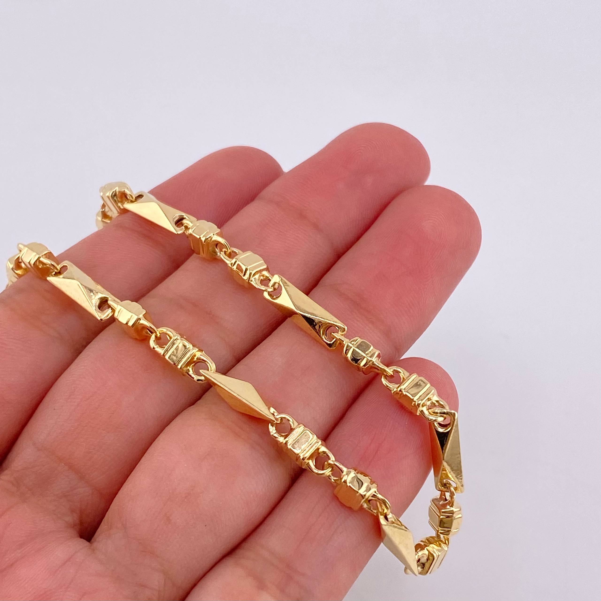Pulso Rustico Rombos Cubico 4.95 g / 8 1/4 in / 3.85 mm Oro Amarillo 18K