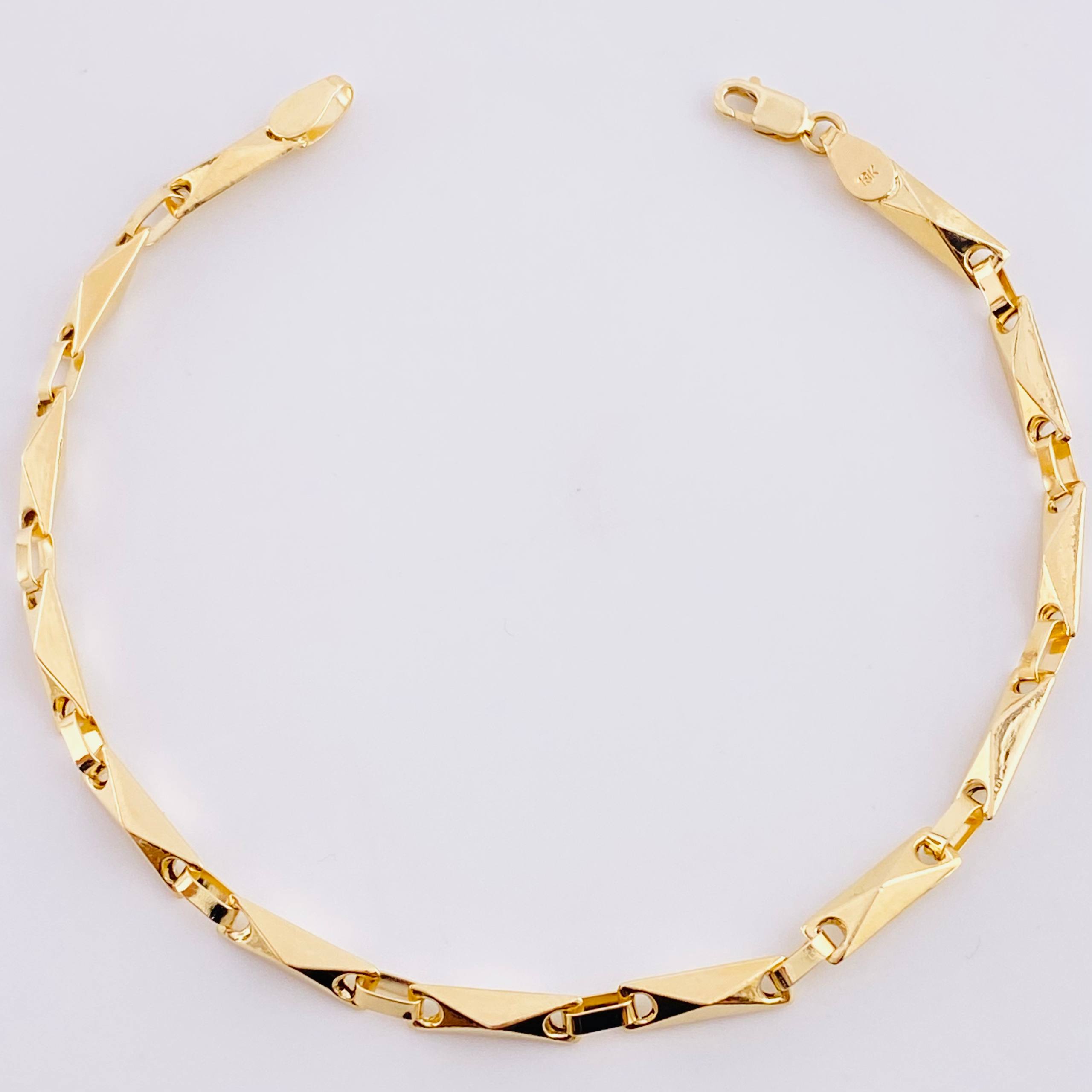 Bracelet Rustic Rhombus 4.8 g / 8 1/4 in / 3.8 mm Yellow Gold 18K