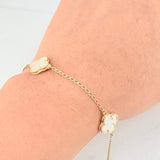 Bracelet Spike Clover Mother-of-Pearl 4.6g / 7 3/4 in / 1.5mm Yellow Gold 18K