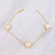 Bracelet Spike Clover Mother-of-Pearl 4.6g / 7 3/4 in / 1.5mm Yellow Gold 18K