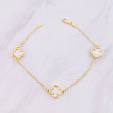 Bracelet Espiga Clover Mother of Pearl 4.75g / 8 in / 1.5mm Yellow Gold 18K