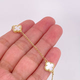 Bracelet Espiga Clover Mother of Pearl 4.75g / 8 in / 1.5mm Yellow Gold 18K