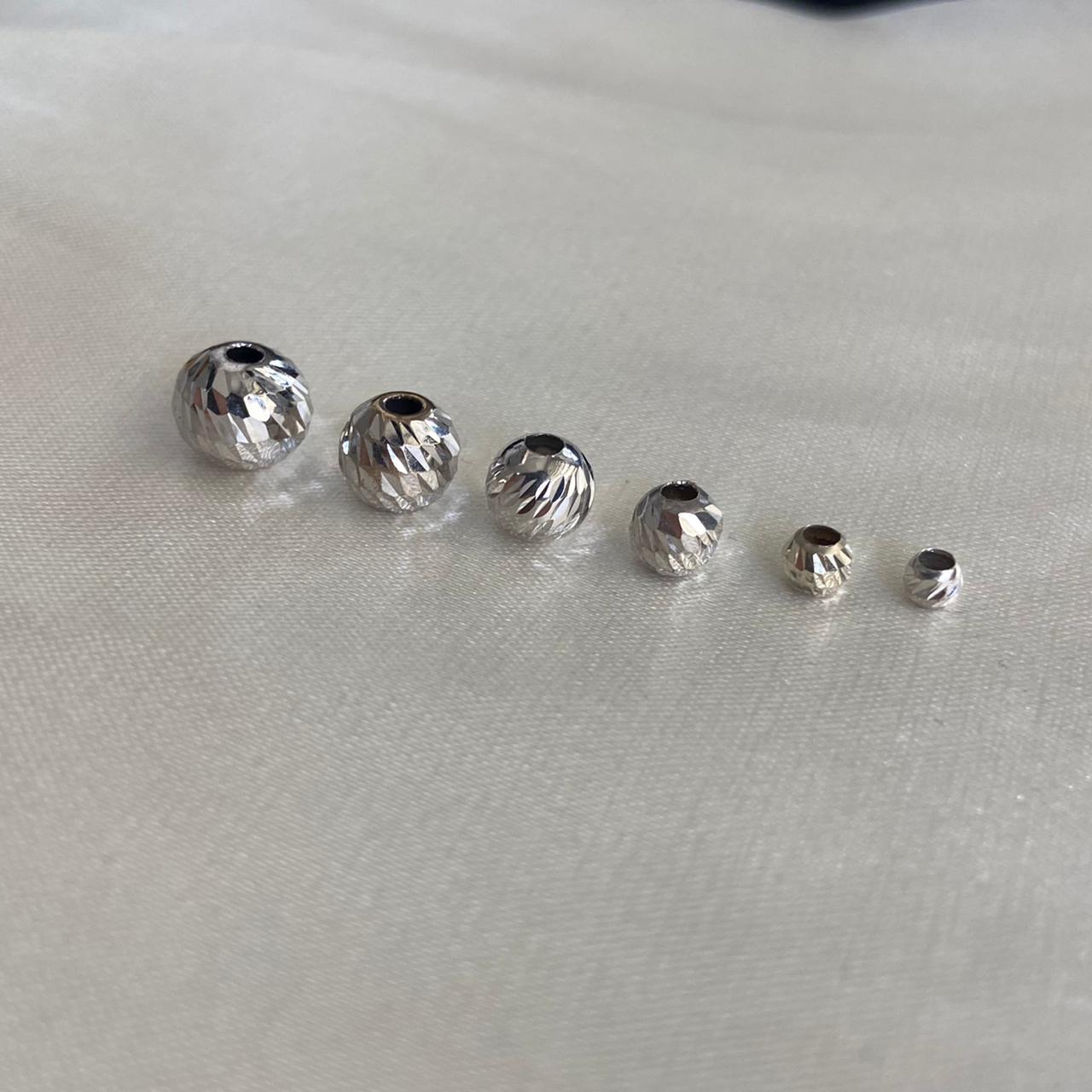 Diamond Cut Bead 7mm White Gold