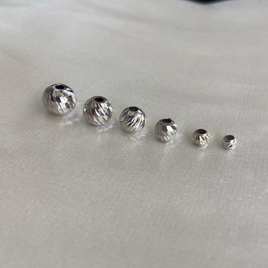 Diamond Cut Bead 7mm White Gold