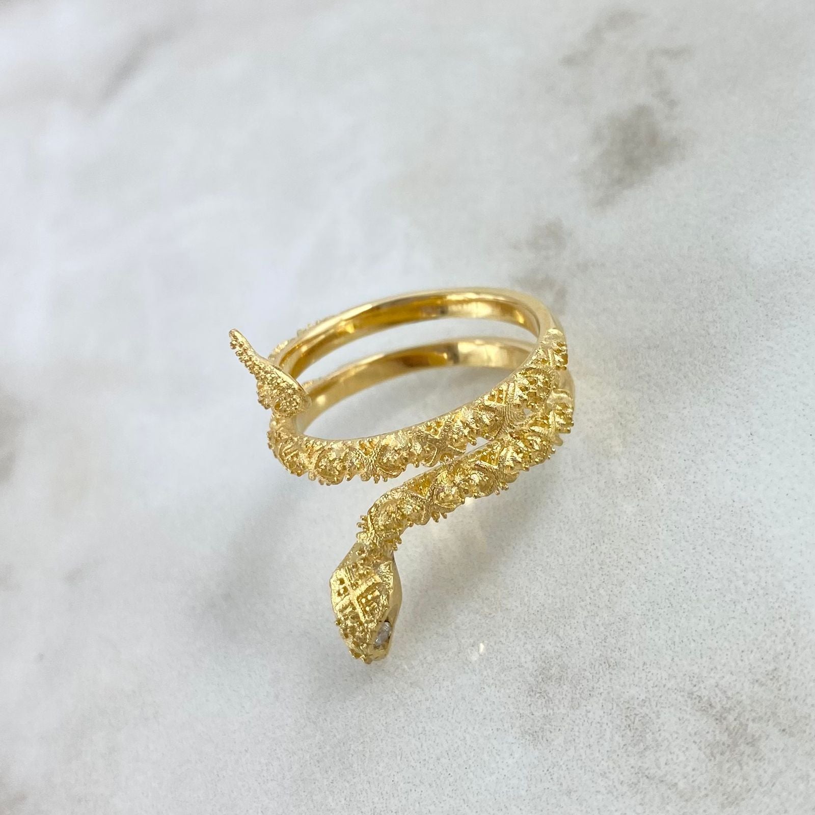 Custom Made to Order Snake Ring Diamond Cut 8gr / Yellow Gold *