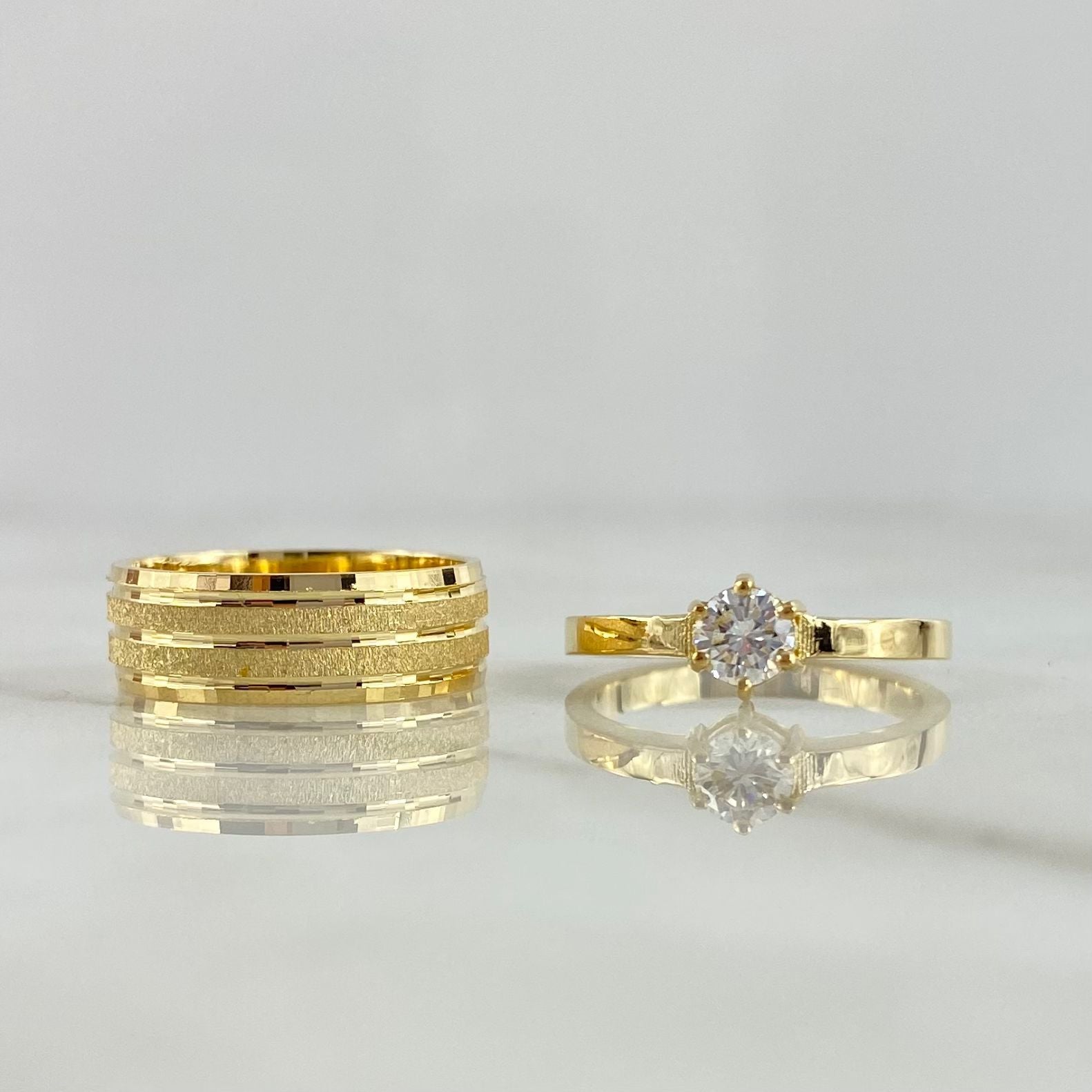 Fabricacion Bajo Pedido Set Argolla Solitarios Matrimonio 8gr / Oro Amarillo *