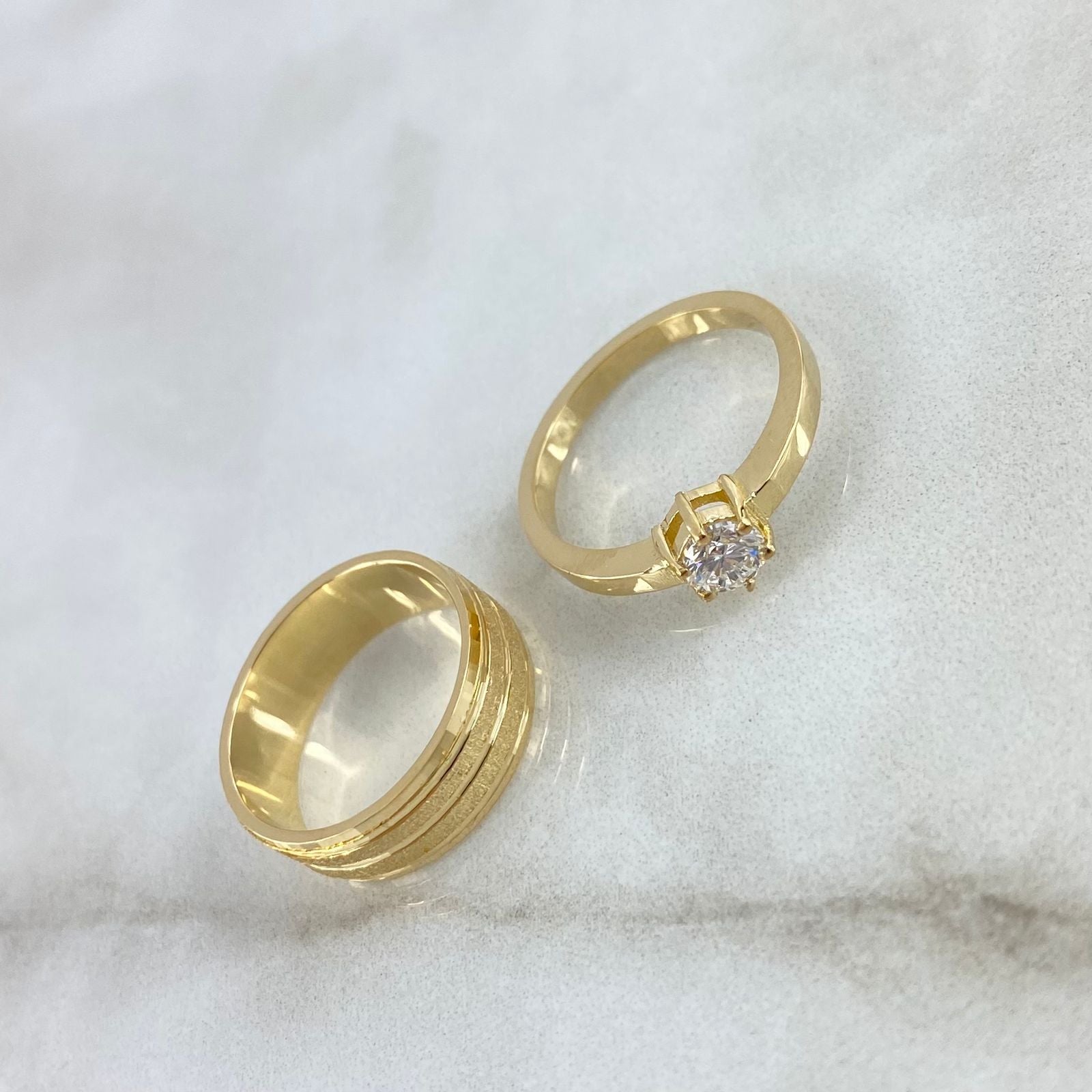 Fabricacion Bajo Pedido Set Argolla Solitarios Matrimonio 8gr / Oro Amarillo *
