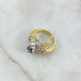 Custom Made to Order Victorian Filigree Solitaire Ring 9gr / Two Yellows White Gold *