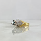 Custom Made to Order Victorian Filigree Solitaire Ring 9gr / Two Yellows White Gold *