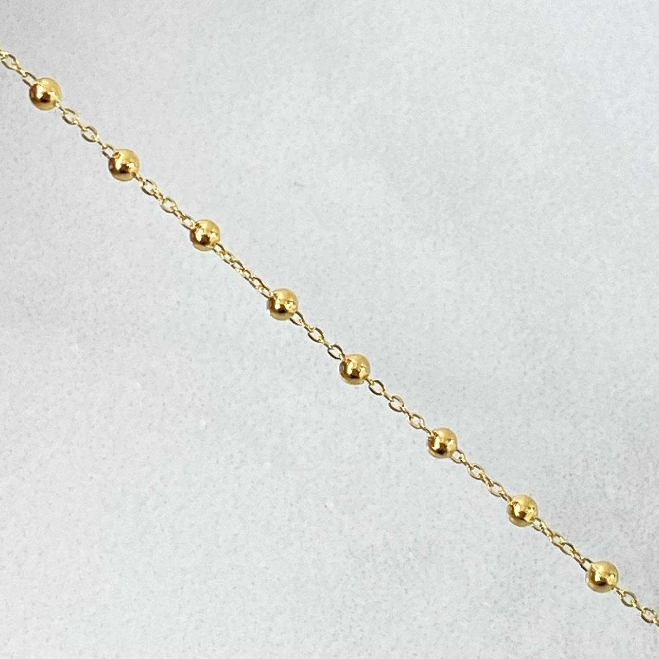 Bracelet Denario Virgen Milagrosa Matte 2.2gr / 20cm / 2mm Beads Polished - Cross Polished Yellow Gold +4