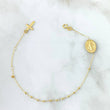 Bracelet Denario Virgen Milagrosa Matte 2.2gr / 20cm / 2mm Beads Polished - Cross Polished Yellow Gold +4