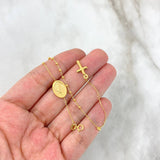 Bracelet Denario Virgen Milagrosa Matte 2.2gr / 20cm / 2mm Beads Polished - Cross Polished Yellow Gold +4