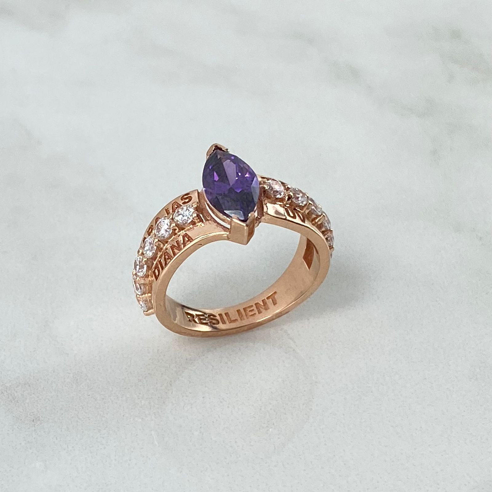 Custom Made to Order Custom Engraved Solitaire Ring 7gr / Rose Gold