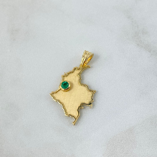 Custom Made to Order Pendant Colombia Map Matte 6gr / Yellow Gold