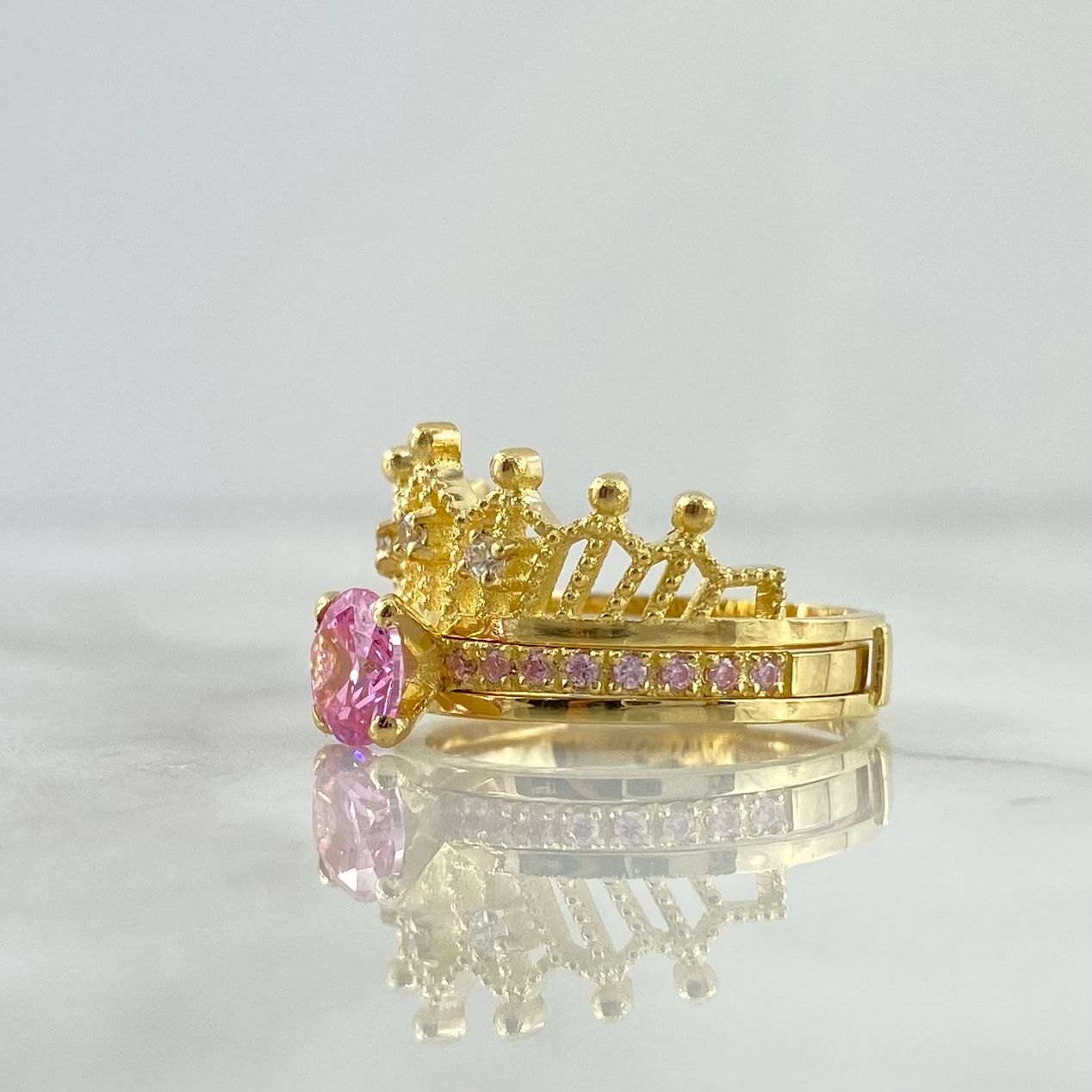 Custom Made to Order Solitaire Double Crown 6gr / Zircons Yellow Gold