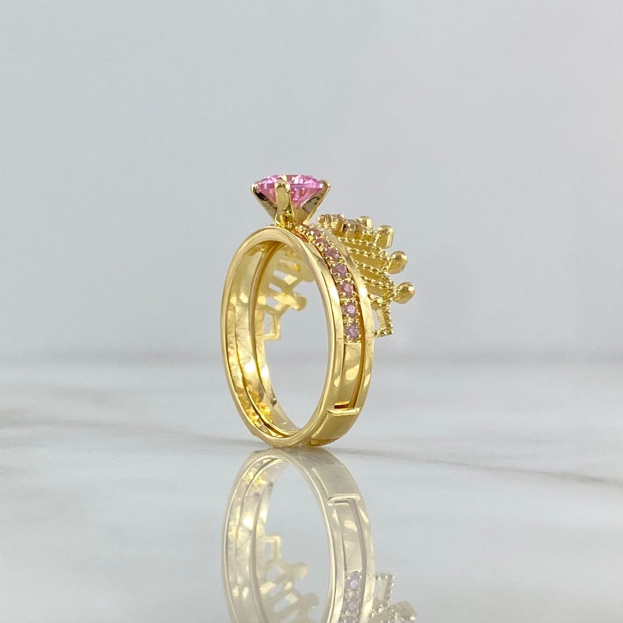 Custom Made to Order Solitaire Double Crown 6gr / Zircons Yellow Gold