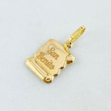 Dije Placa Pergamino "San Benito" 0.8gr / 2.3*1.1cm / Liso Oro Amarillo 18K