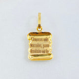 Dije Placa Pergamino "San Benito" 0.8gr / 2.3*1.1cm / Liso Oro Amarillo 18K