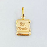 Dije Placa Pergamino "San Benito" 0.8gr / 2.3*1.1cm / Liso Oro Amarillo 18K
