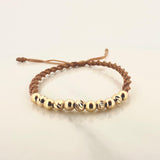 Beige Bracelet 1.2gr / 4mm 11 Polished Beads Diamond Cut 18K Gold Yellow!