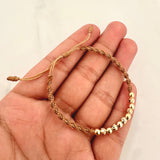 Beige Bracelet 1.2gr / 4mm 11 Polished Beads Diamond Cut 18K Gold Yellow!