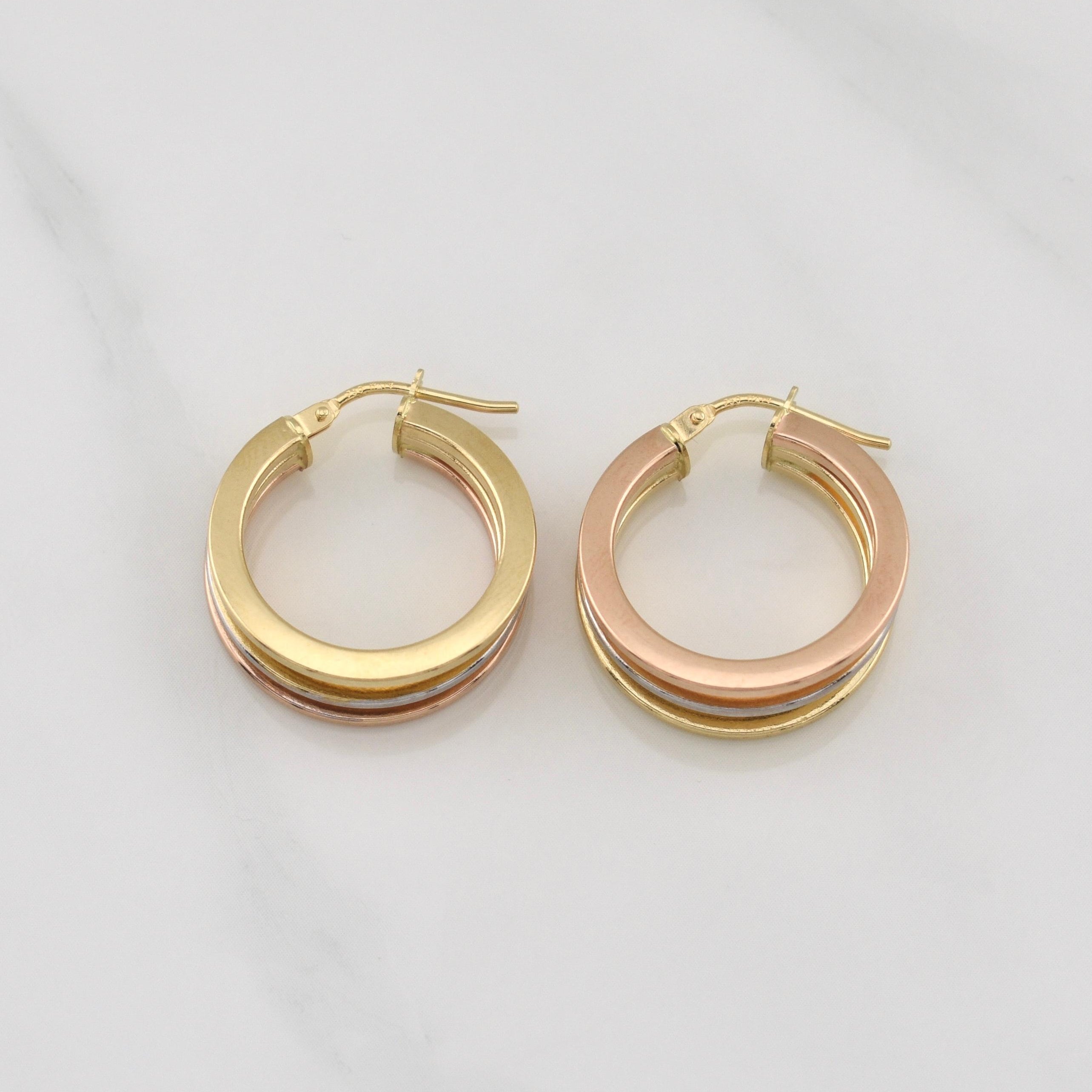 Hoop Earrings Vivi 3.25gr / 1 in / Three-tone Gold +4 18K
