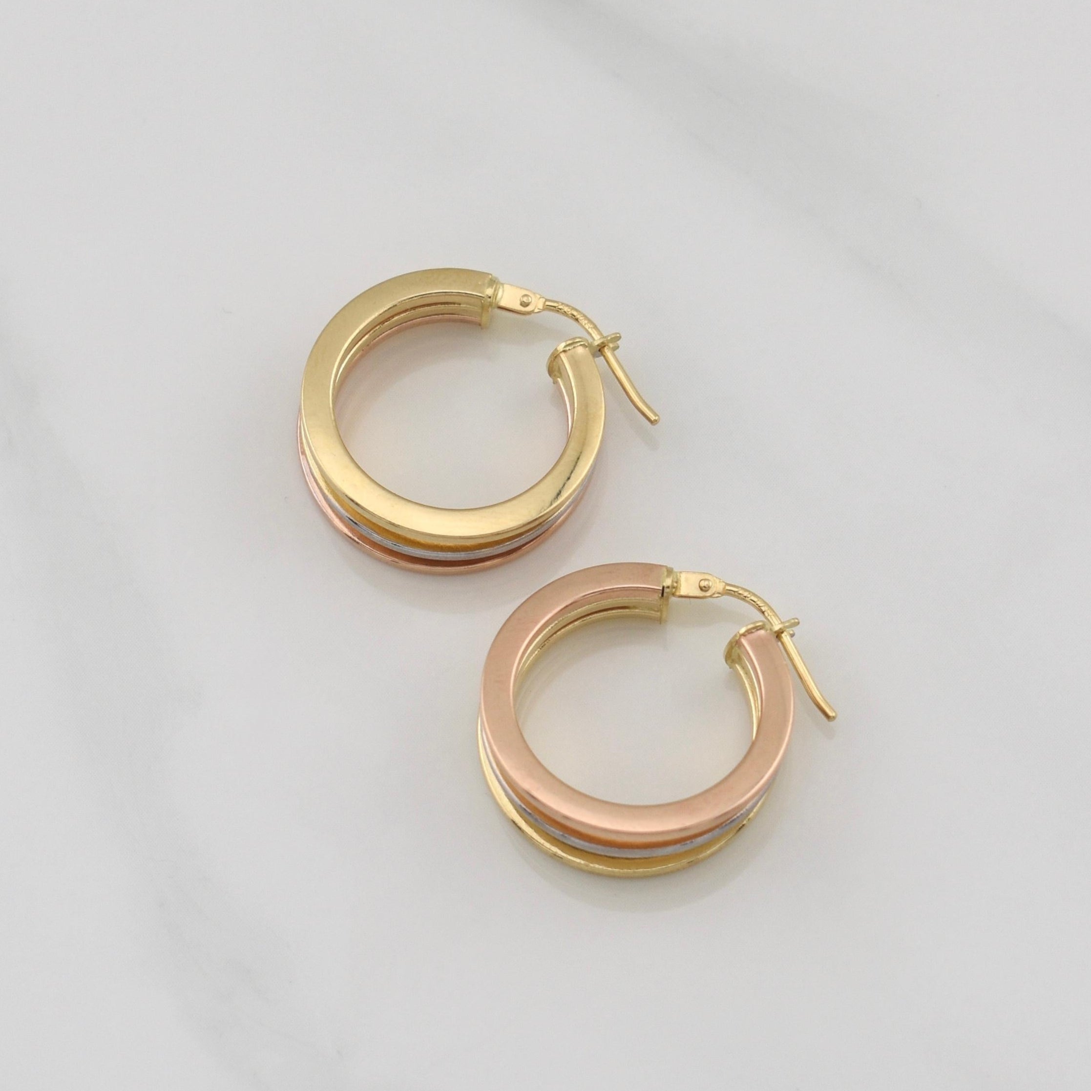 Hoop Earrings Vivi 3.25gr / 1 in / Three-tone Gold +4 18K