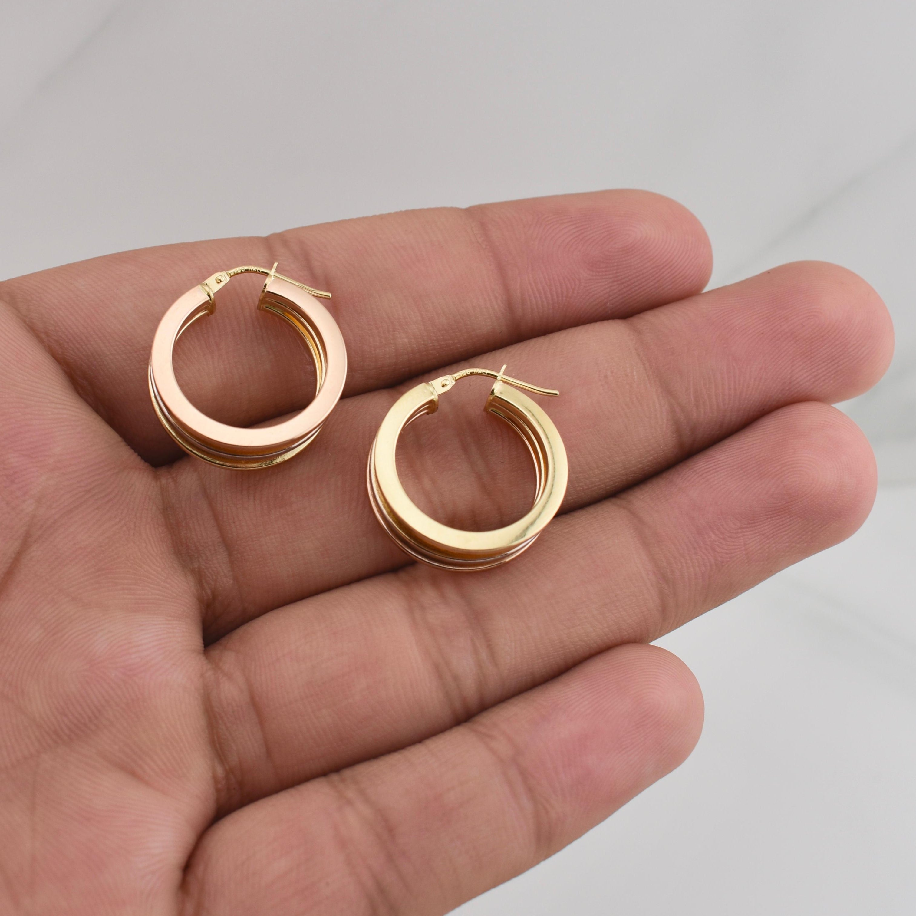 Hoop Earrings Vivi 3.25gr / 1 in / Three-tone Gold +4 18K