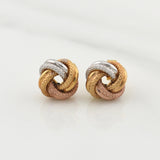 Helix Stud Earrings Semi Diamond Cut 0.8gr / 8.6mm Three Golds +4 18K *