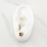 Helix Stud Earrings Semi Diamond Cut 0.8gr / 8.6mm Three Golds +4 18K *