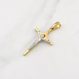 Dije Cruz Cristo 5.85gr / 2 in / Dos Oros Amarillo Blanco +4 18K