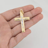 Dije Cruz Cristo 2.95gr / 2 in / Dos Oros Amarillo Blanco +4 18K ©