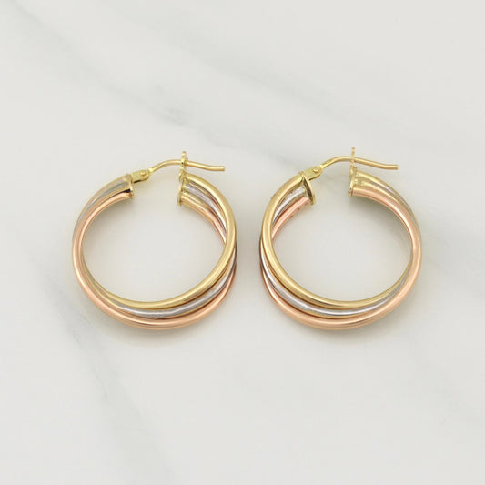 Hoop Earrings Cele 3gr / 1 in / Tres Oros +4 18K !