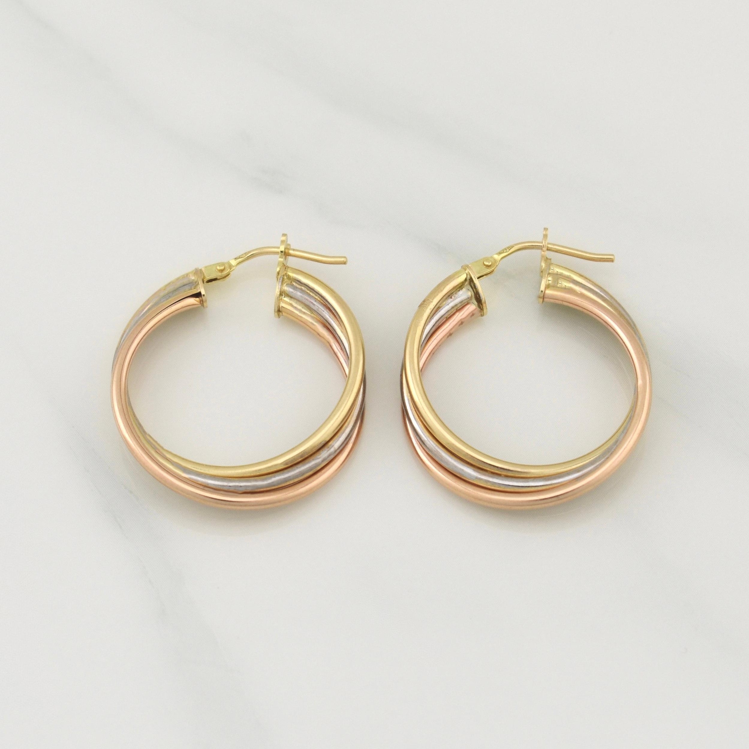 Hoop Earrings Cele 3.65gr / 1 in / Tres Oros +4 18K !