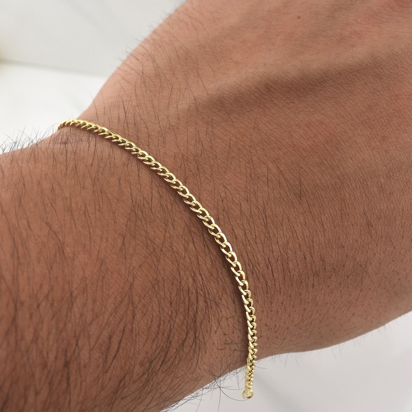 Cuban Links Bracelet 1.1gr / 7 1/2 in / 2.44mm Yellow Gold +1 18K !