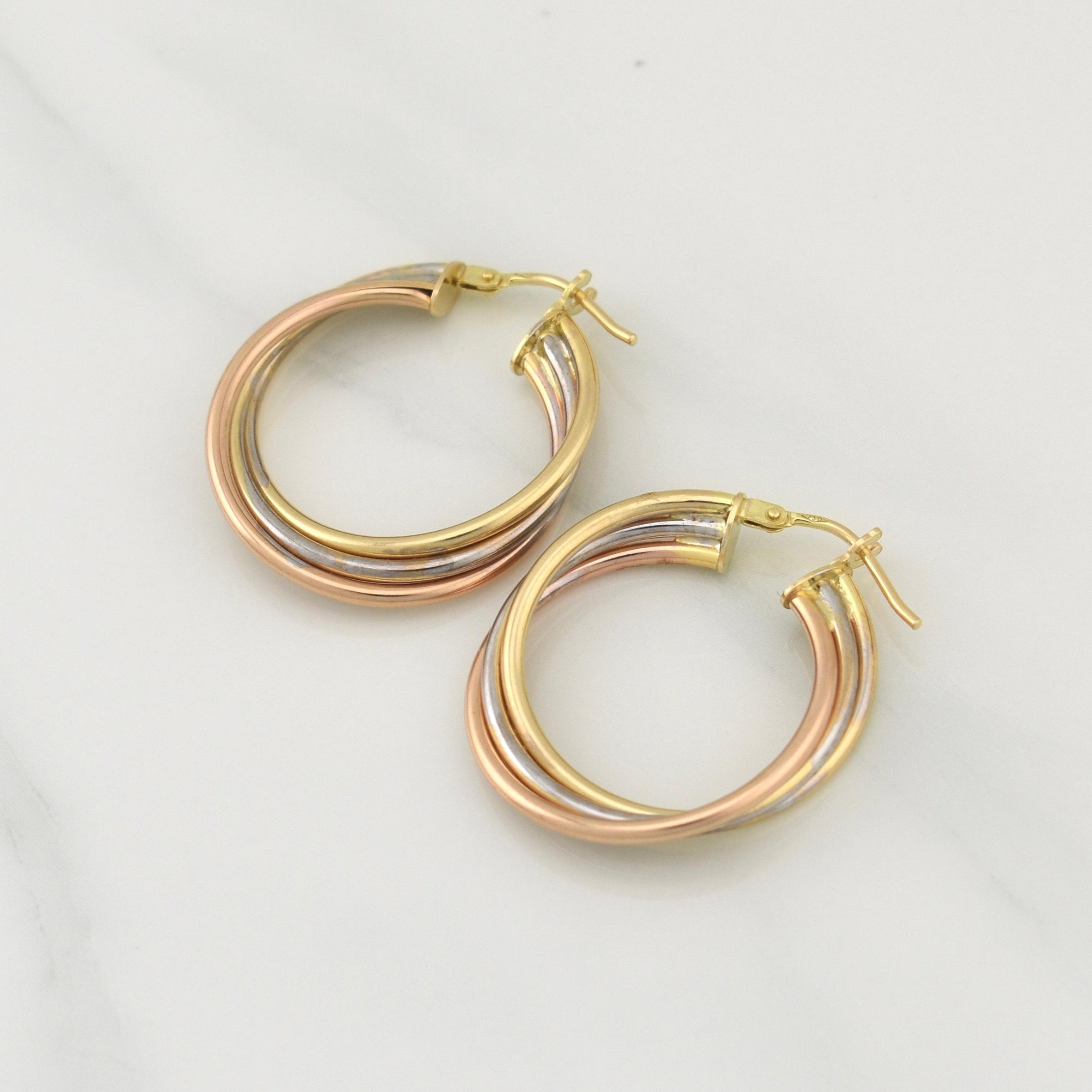 Hoop Earrings Cele 3gr / 1 in / Tres Oros +4 18K !
