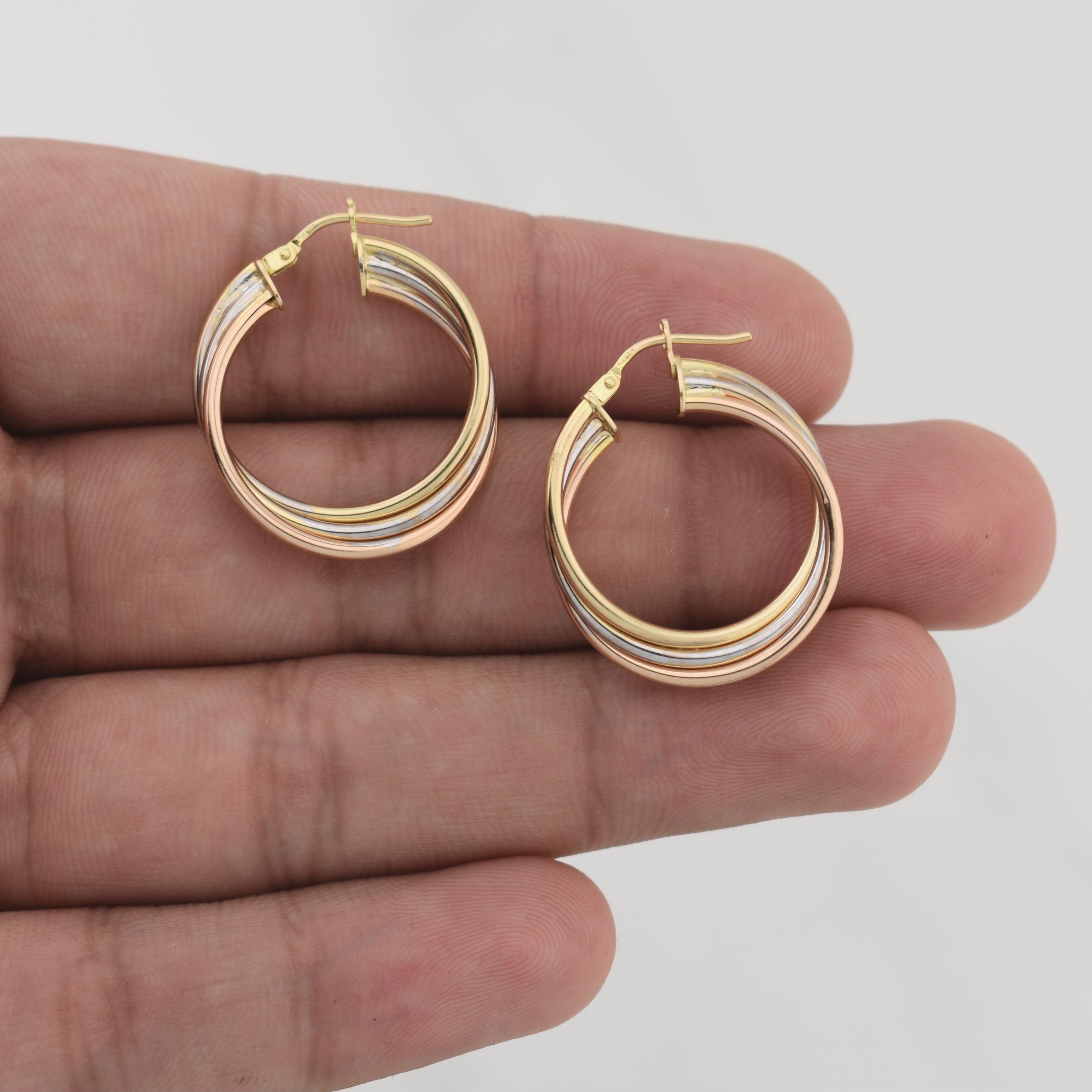 Hoop Earrings Cele 3gr / 1 in / Tres Oros +4 18K !