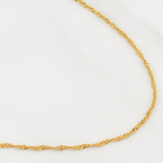 Cadena Singapur 1.55gr / 17 3/4 in / 1.32mm Oro Amarillo +3 18K !